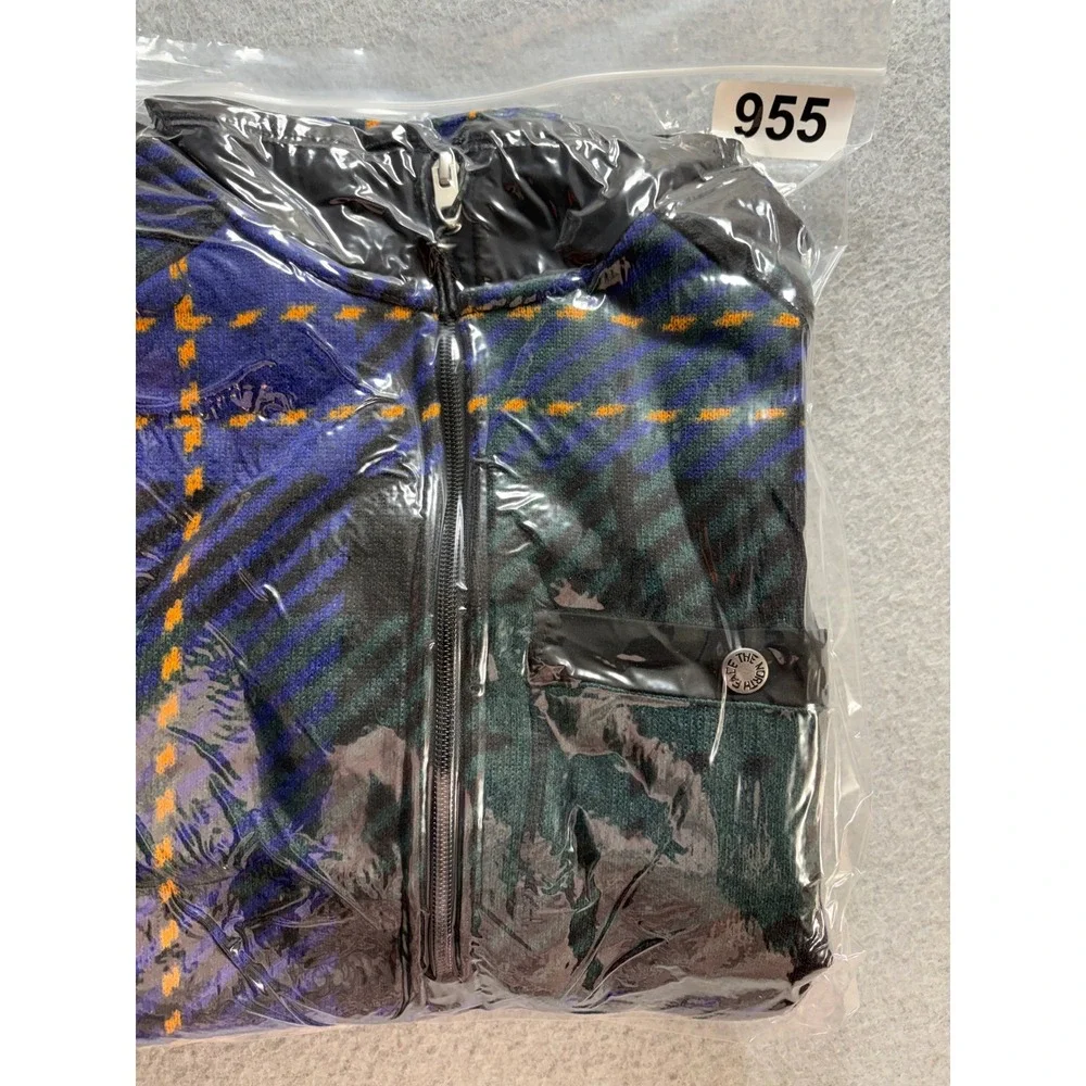 The North Face Mens Plaid Fleece Quarter Zip Pullover Blue Green NF0A7WR8 FA22 M